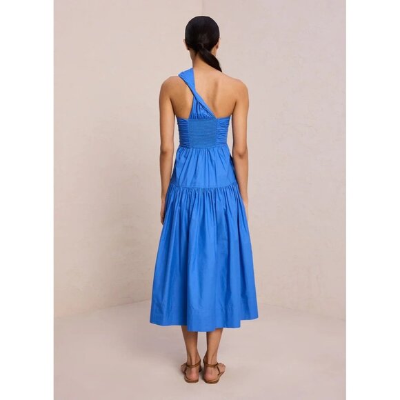 A.L.C Aubrey Dress 10 Blue Cut Out Twisted One Shoulder Cotton - Picture 4 of 15